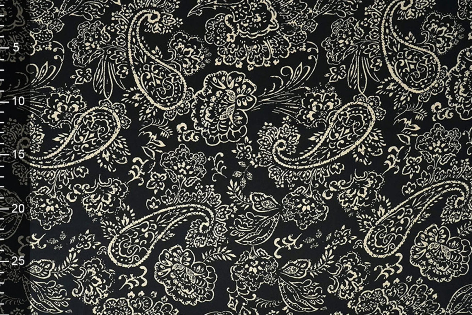 Satin with elastane - elegant pattern on a black background 80 g/m²