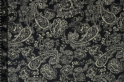 Satin with elastane - elegant pattern on a black background 80 g/m²