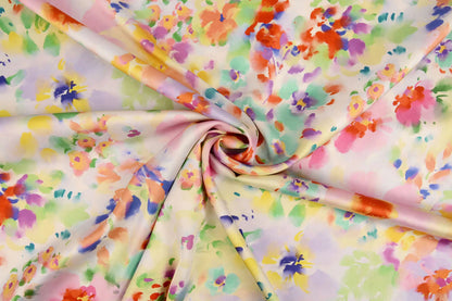 Satin with elastane - spring-colored pattern 80 g/m²