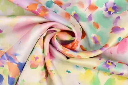 Satin with elastane - spring colour pattern 80 g/m²
