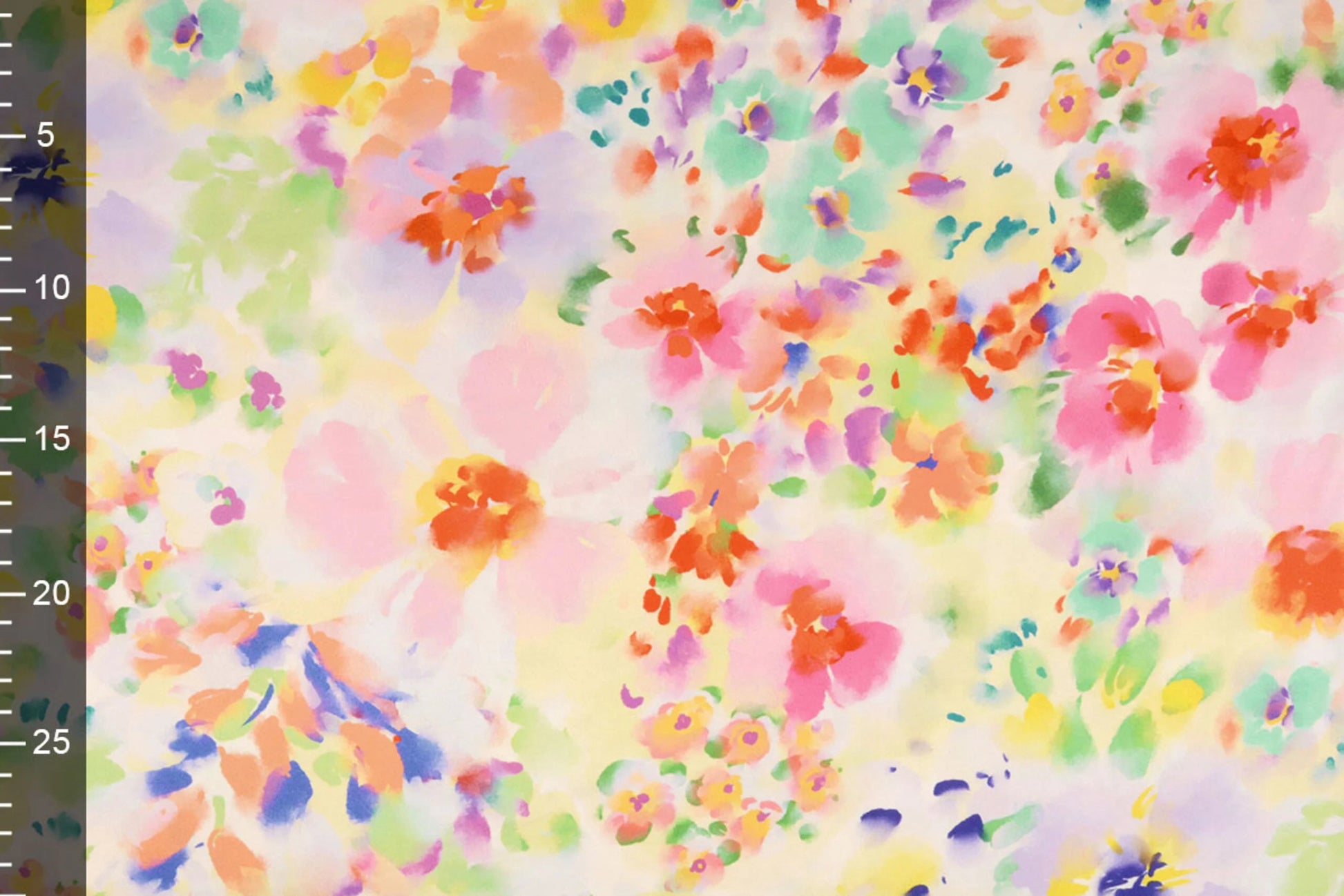 Satin with elastane - spring color motif 80 g/m²
