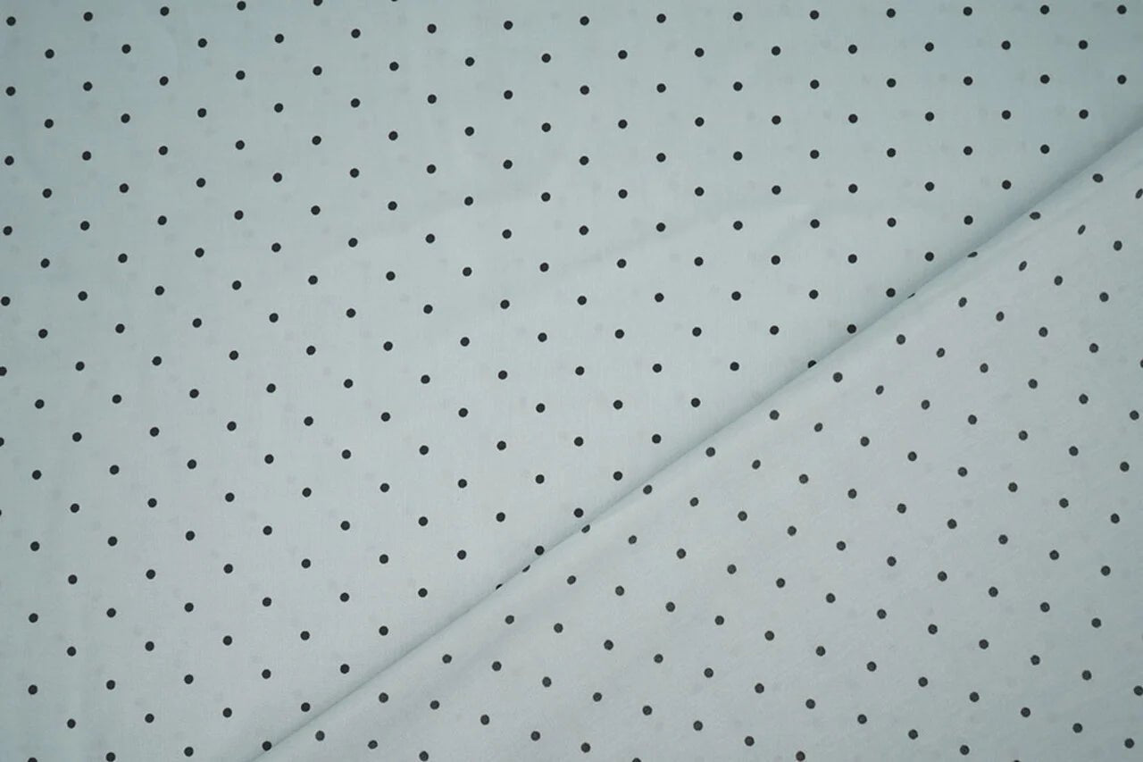 Satin with elastane - dots on a mint background 90 g/m²
