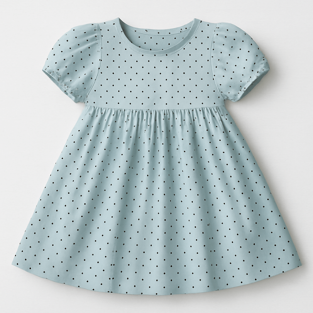 Satin with elastane - dots on a mint background 90 g/m²