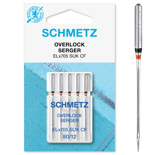 Image de aiguilles SCHMETZ pour surjeteuse et recouvreuse pour maille ELx705 SUK CF - n°80 (5 pièces) – disponible chez Šarlotes audumi