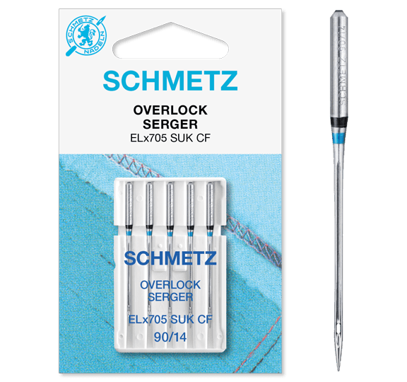 Image de SCHMETZ aiguilles pour surjeteuse et recouvreuse pour maille ELx705 SUK CF - n°90 (5 pcs) – disponible chez Šarlotes audumi