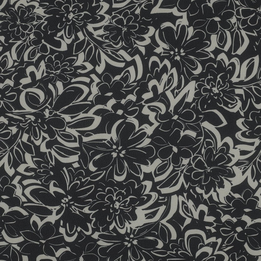 Bild mit chiffongrauen Blumen auf Schwarz, 80 g/m² – erhältlich bei Šarlotes audumi