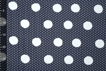 Chiffon - polka dots on a dark blue background | 150 cm | 65 g/m²