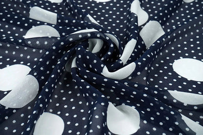 chiffon - dots on a dark blue background | 150 cm | 65 g/m²