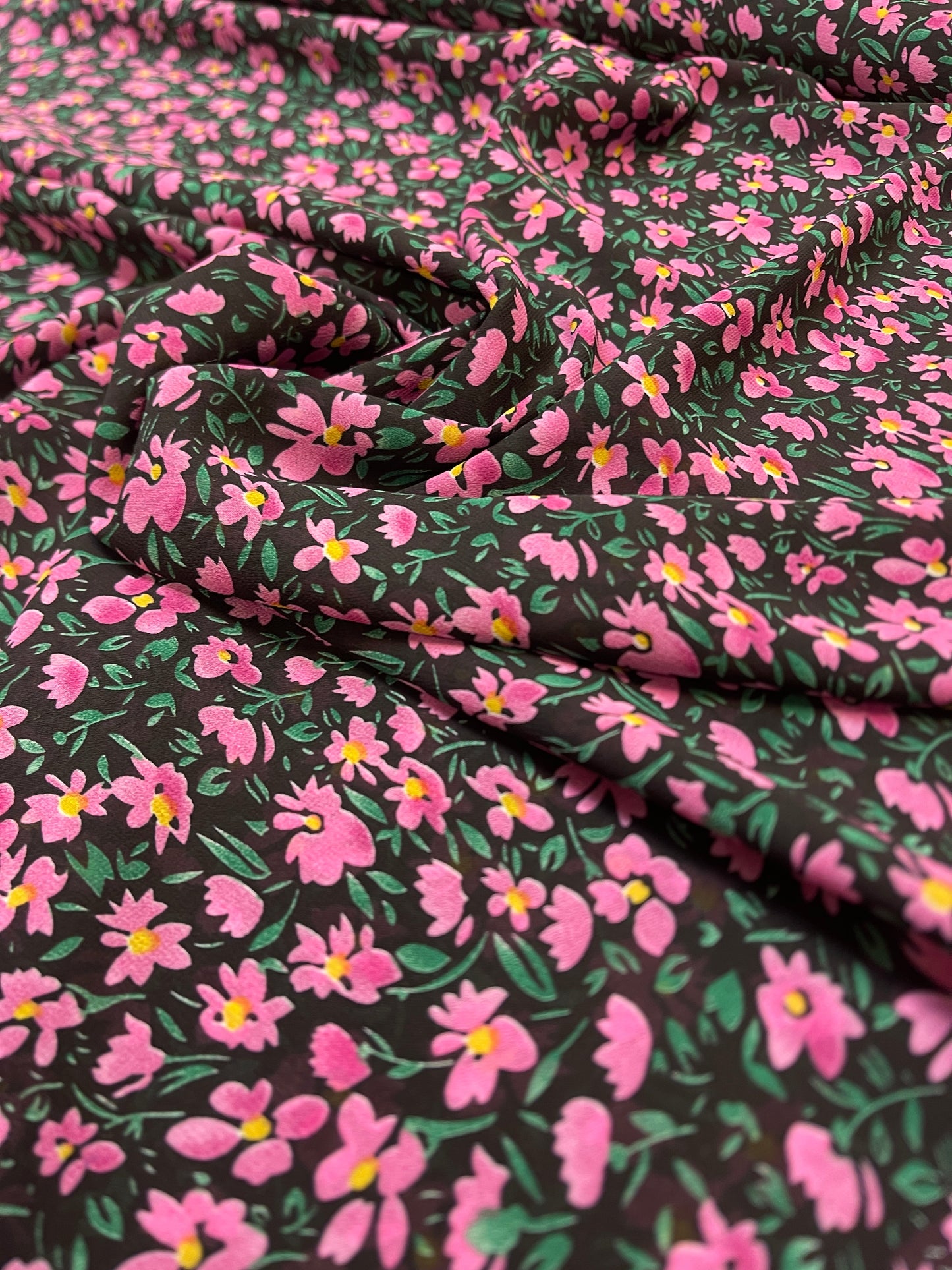 Mousseline - petites fleurs roses | 150 cm | 65 g/m²