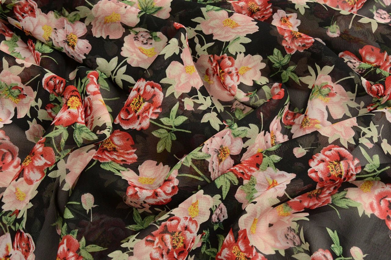 Chiffon - roses | 150 cm | 65 g/m²