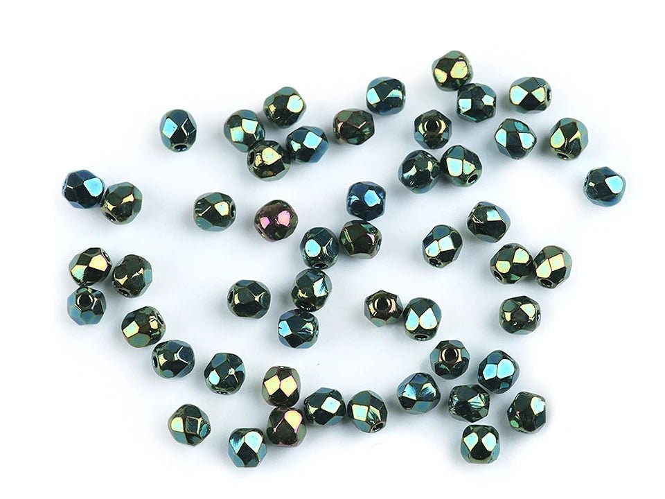 Perles en verre tchèque facettées 3 mm - couleurs variées 5 g