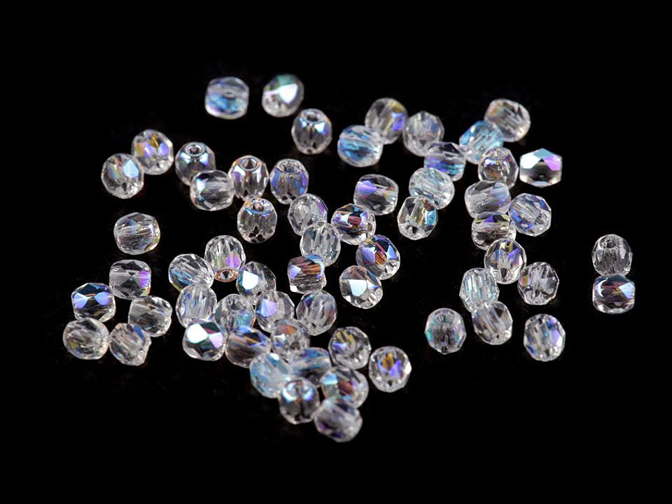 Perles en verre tchèque polies 3 mm - couleurs variées 5 g