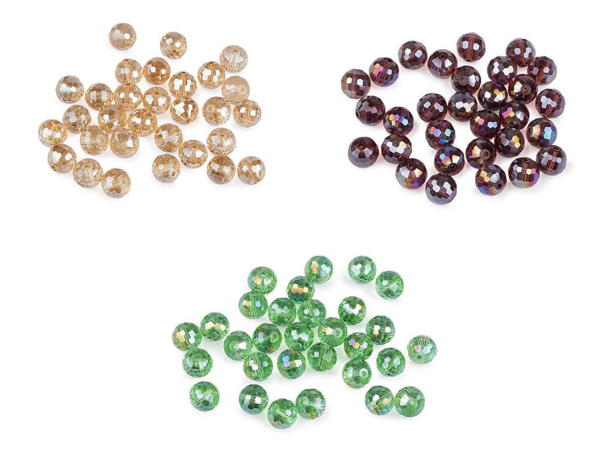 Image de perles en verre facettées avec effet AB – 12 mm, 30 pcs – disponible en ligne chez Šarlotes audumi