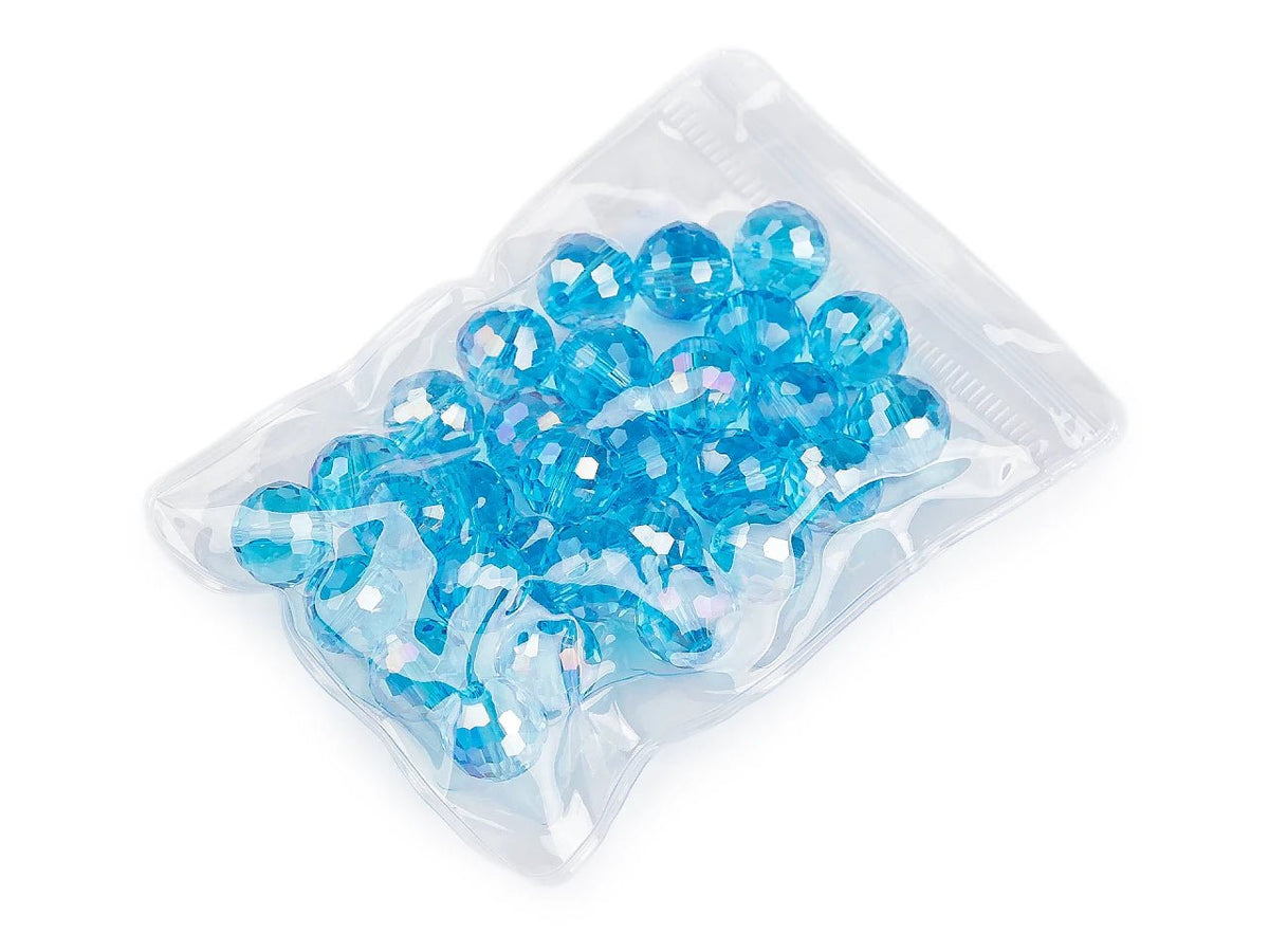 Image de perles en verre facettées avec effet AB – 12 mm, 30 pcs – disponible en ligne chez Šarlotes audumi