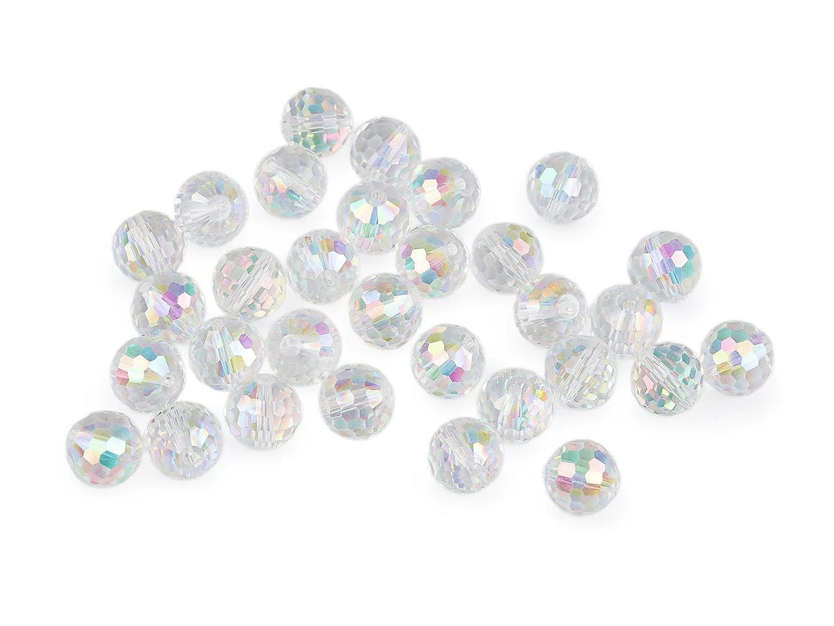 Image de perles en verre facettées avec effet AB – 12 mm, 30 pcs – disponible en ligne chez Šarlotes audumi