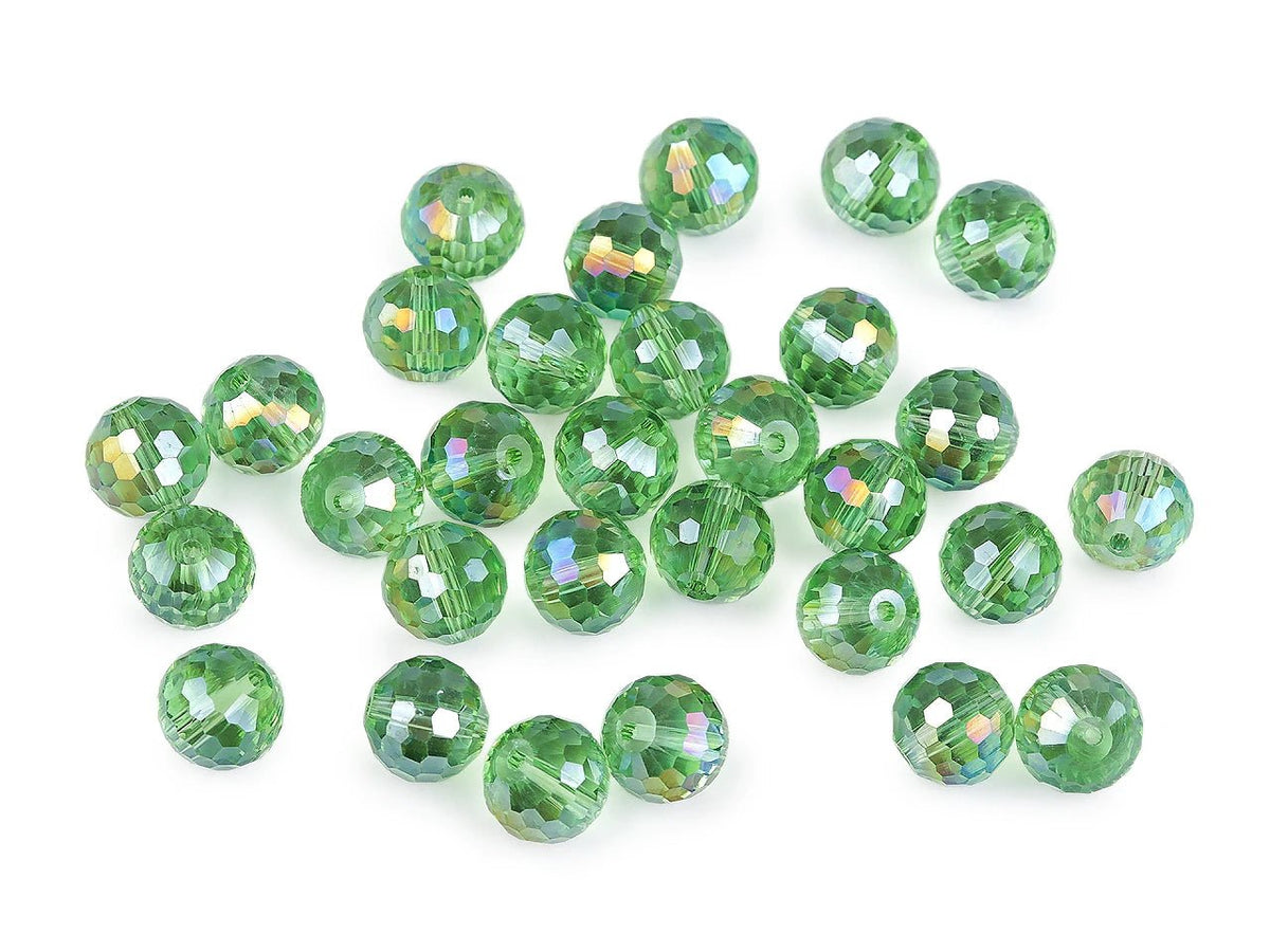 Image de perles en verre facettées avec effet AB – 12 mm, 30 pcs – disponible en ligne chez Šarlotes audumi
