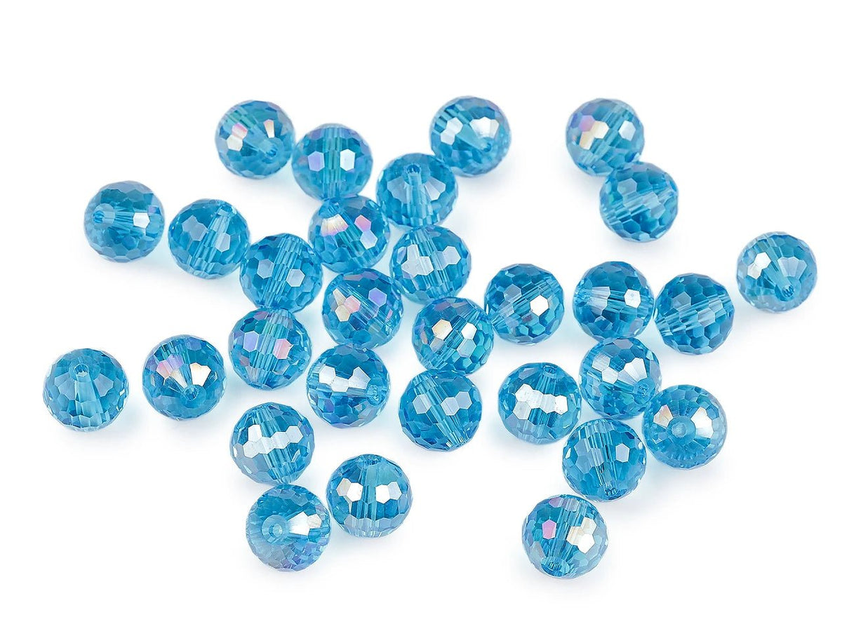 Image de perles en verre facettées avec effet AB – 12 mm, 30 pcs – disponible en ligne chez Šarlotes audumi