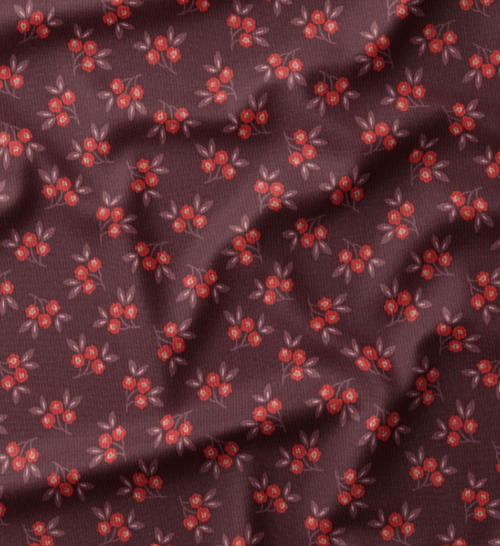 Attēls ar Smalkais Kokvilnas velvets-burgundija toņa ziedi – pieejams internetā Šarlotes audumi