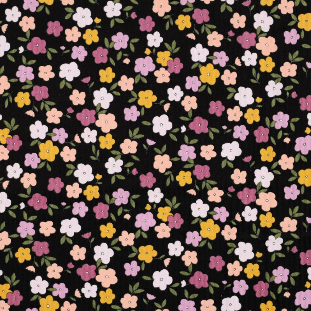 Fine cotton corduroy - flowers 145 g/m²