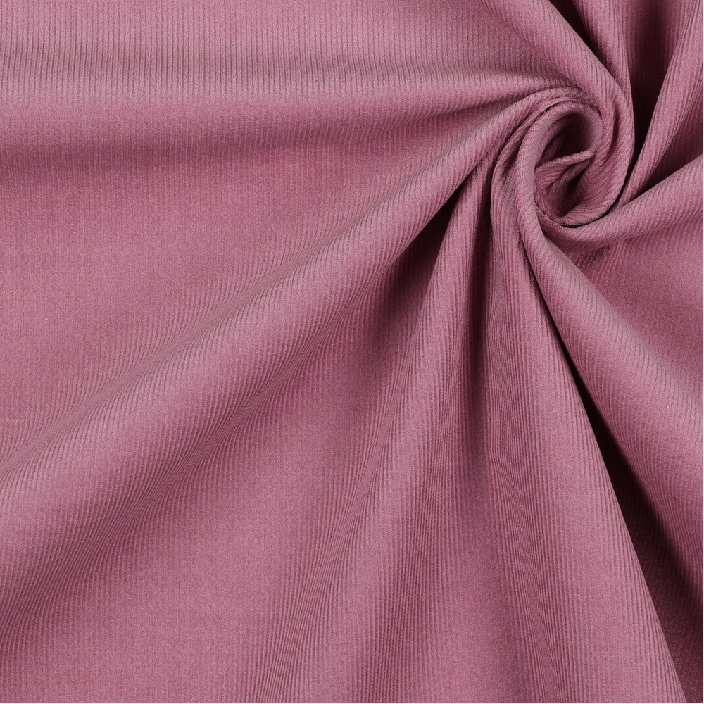 Velours côtelé en coton fin - vieux rose 145 g/m²