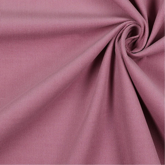 Velours côtelé en coton fin - vieux rose 145 g/m²
