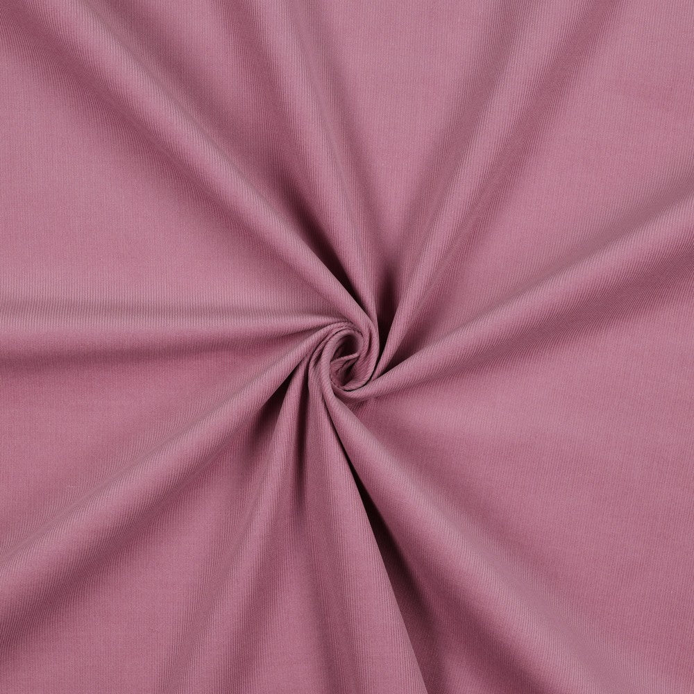Velours côtelé de coton fin - vieux rose 145 g/m²
