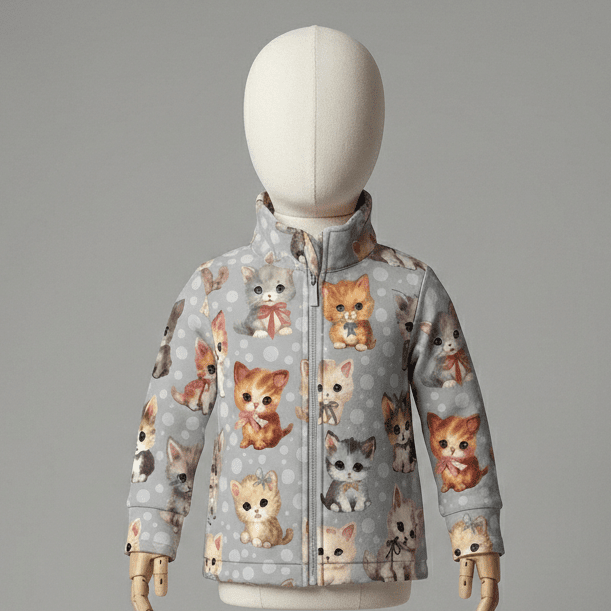 Image avec tissu softshell à motifs chats 300 g/m² – disponible chez Šarlotes audumi