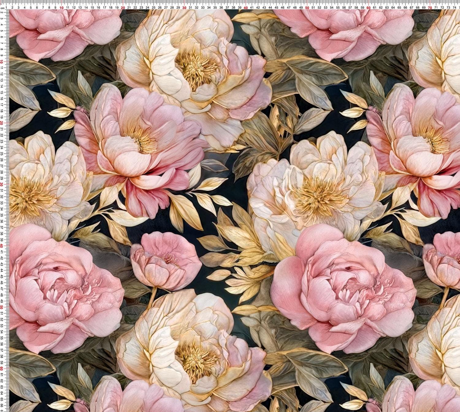 Softshell fabric - Peonies 300 g/m² (COMING SOON)