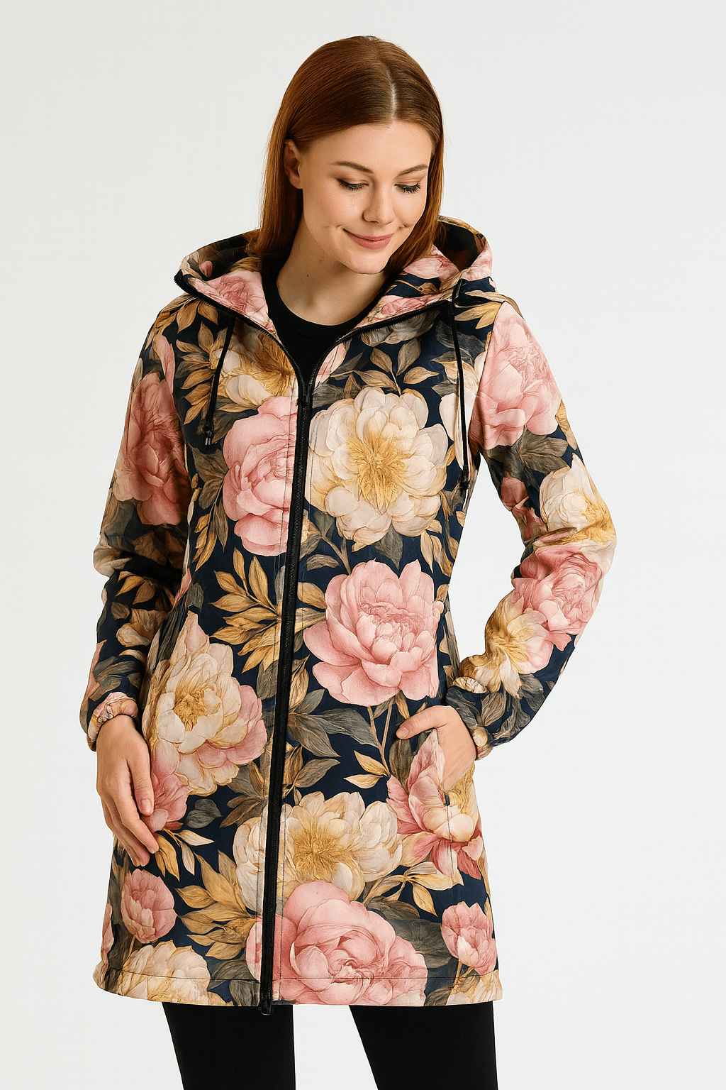 Softshell fabric - Peonies 300 g/m² (Coming soon)