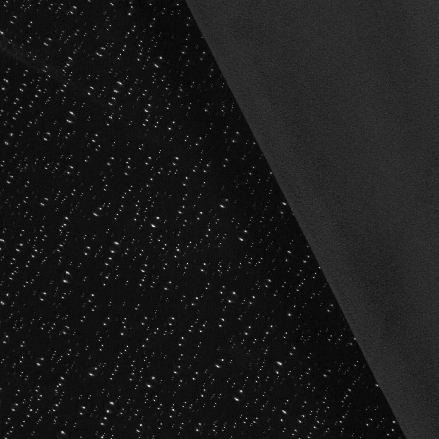 Softshell fabric - droplet dots on a black background 310 g/m²