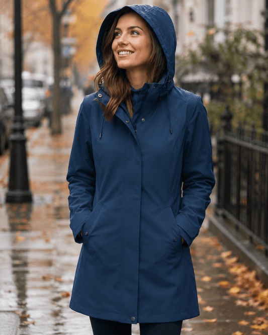 Image avec tissu softshell imperméable, bleu foncé fumé – disponible en ligne chez Šarlotes audumi