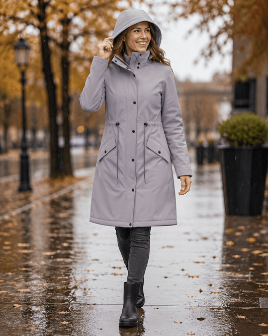 Image de tissu softshell imperméable gris cendre – disponible en ligne chez Šarlotes audumi