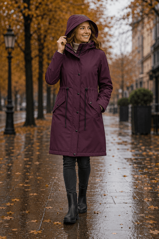 Image avec tissu softshell imperméable rouge vin – disponible en ligne chez Charlotte tissus