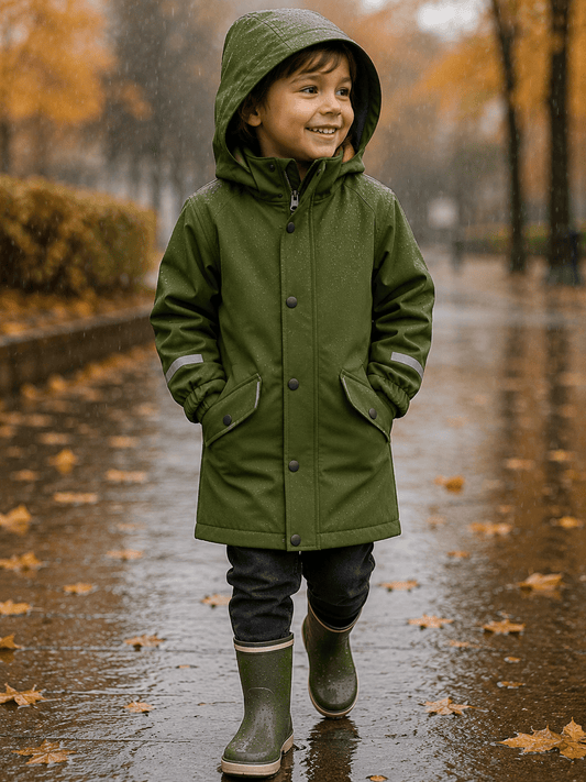 Image avec tissu softshell imperméable vert – disponible en ligne chez Tissus Charlotte