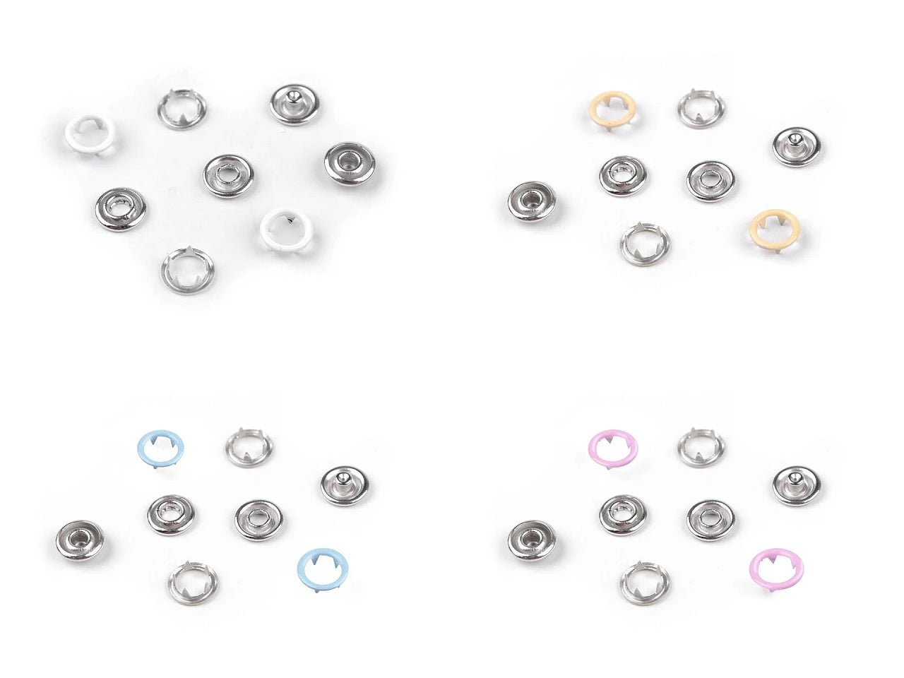 Boutons-pression en métal Ø10 mm, 50 pièces | couleurs assorties