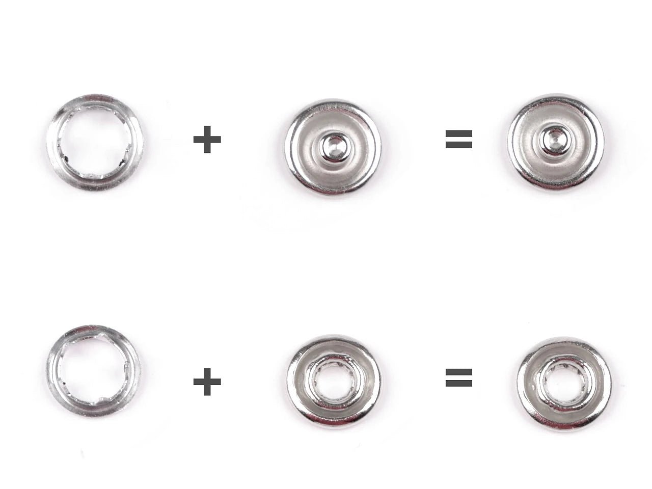 Boutons-pression en métal Ø10 mm, 50 pièces | couleurs assorties