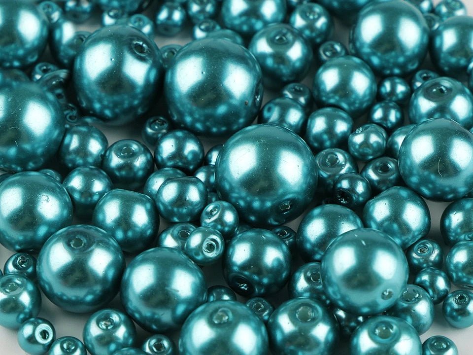 Perles en verre, Ø4–12 mm, différentes tailles, 50 g - coloris assortis