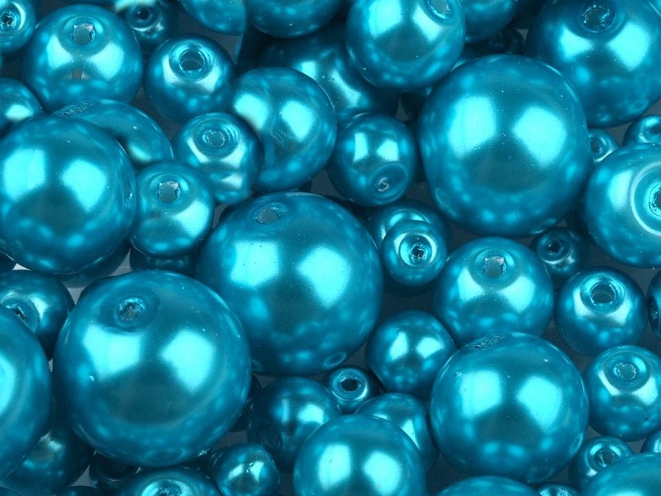 Perles de verre, Ø4–12 mm, tailles variées, 50 g - variantes de couleurs assorties