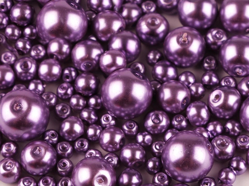 Perles de verre, Ø4–12 mm, différentes tailles, 50 g - assorties en plusieurs couleurs
