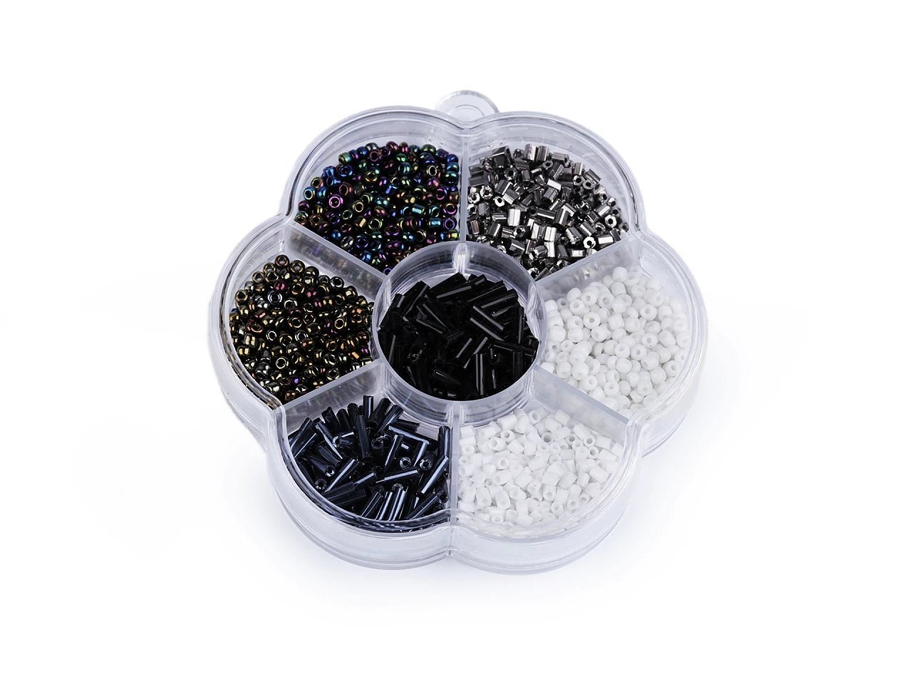 Image d’un kit de perles de verre pour la fabrication de bijoux en coffret, disponible chez Šarlotes audumi