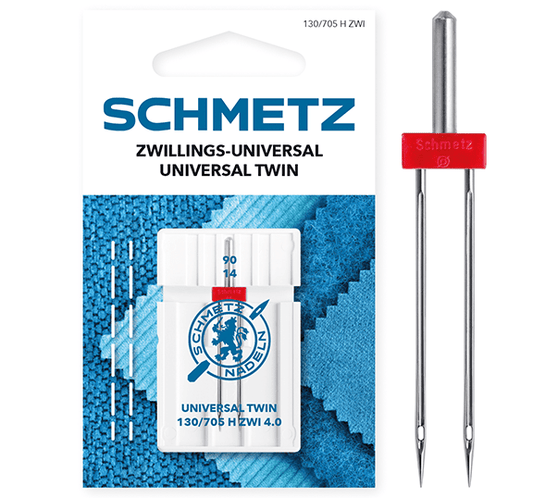 Attēls ar Šujmašīnu adata dubultā universālā SCHMETZ UNIVERSAL TWIN ZWI - Nr.4/90 – pieejams Šarlotes audumi