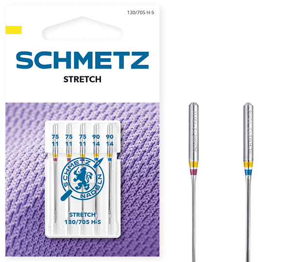 Šujmašīnu adatas elastīgai trikotāžai SCHMETZ STRETCH - Nr.75/90 (5gab.)