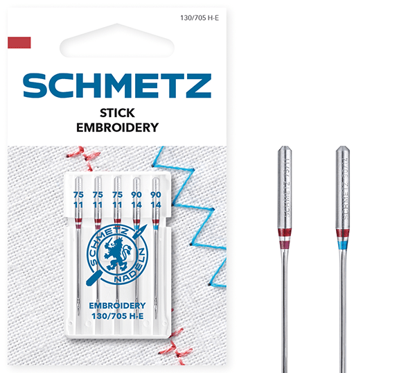 Image avec aiguilles à broder pour machine à coudre SCHMETZ EMBROIDERY NEEDLES - n°75/90 (5 pcs) – disponibles chez Šarlotes audumi