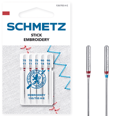 Image avec aiguilles à broder pour machine à coudre SCHMETZ EMBROIDERY NEEDLES - n°75/90 (5 pcs) – disponibles chez Šarlotes audumi