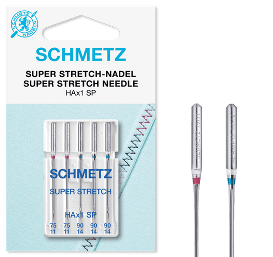 Šujmašīnu adatas ļoti elastīgai trikotāžai SCHMETZ SUPER STRETCH - Nr.75/90 (5gab.)