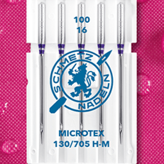 Aiguilles pour machine à coudre pour tissus fins SCHMETZ MICROTEX - n°100 (5 pièces)