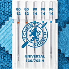 Aiguilles de machine à coudre universelles SCHMETZ UNIVERSAL - n°80/90 (5 pièces)