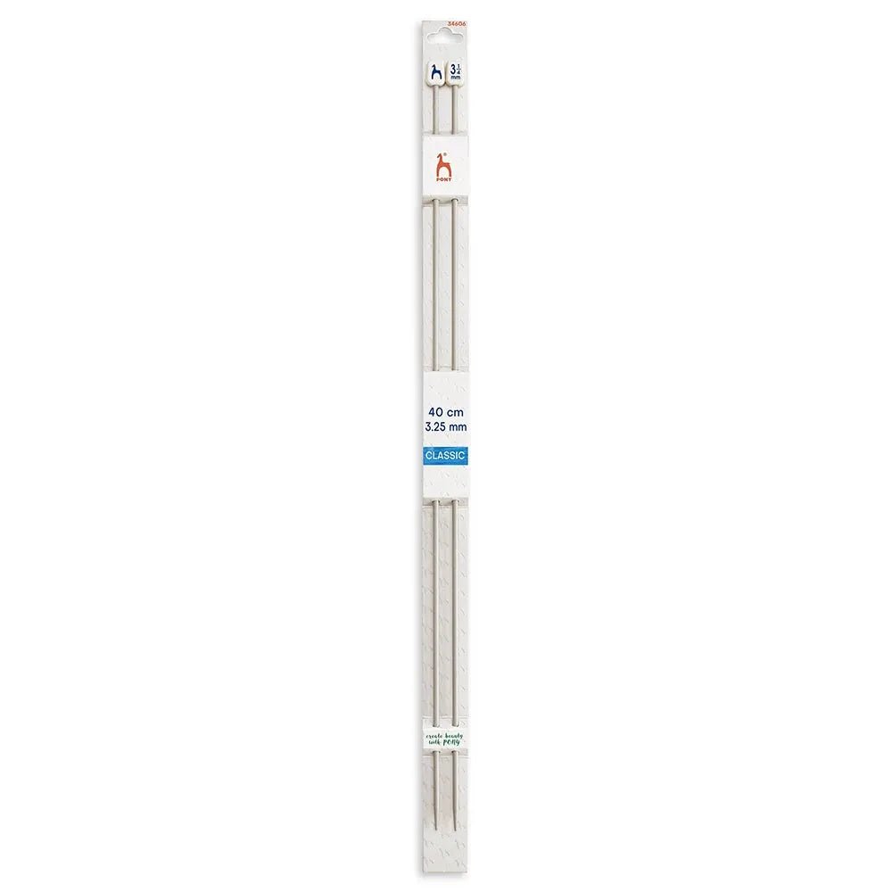 Pony straight knitting needles 40 cm, sizes 2 mm - 10 mm
