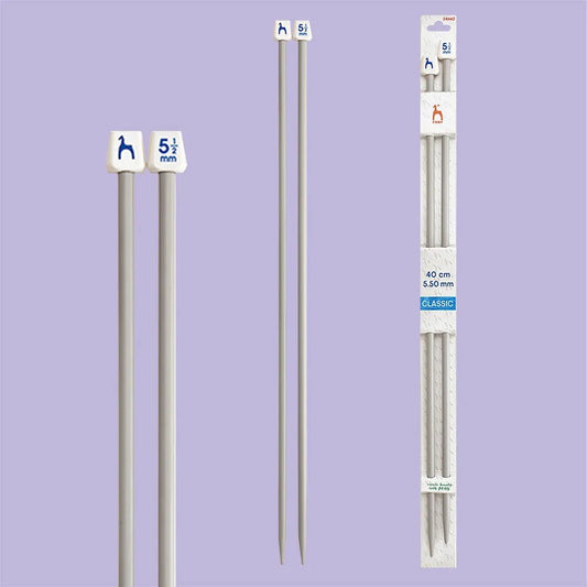 Pony straight knitting needles 40 cm, sizes 2 mm - 10 mm