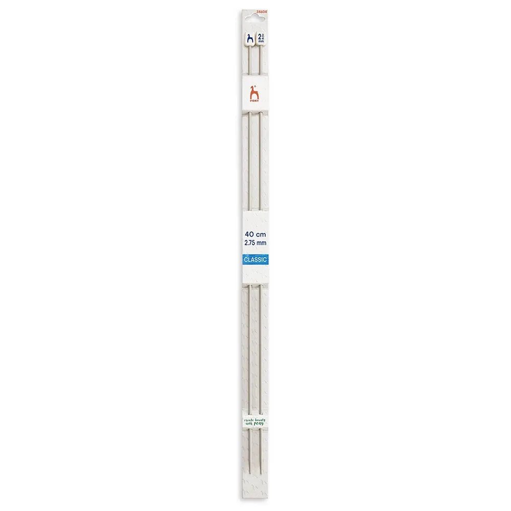 Pony straight knitting needles 40 cm, sizes 2 mm - 10 mm